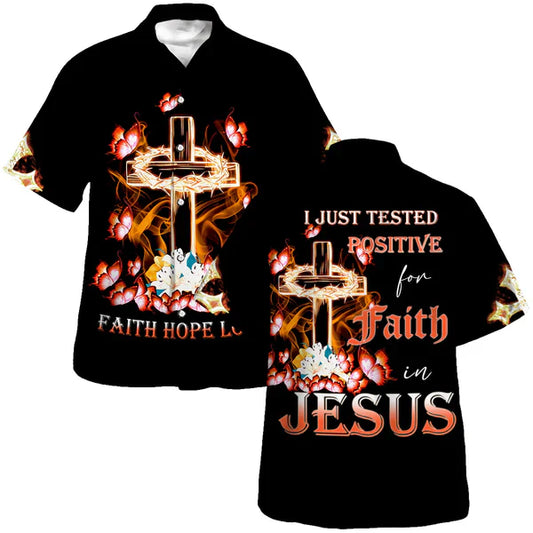 UniJames Faith Hope Love Cross Crown Of Thorns Hawaiian Shirt - Christian Hawaiian Shirt - Religious Hawaiian Shirts