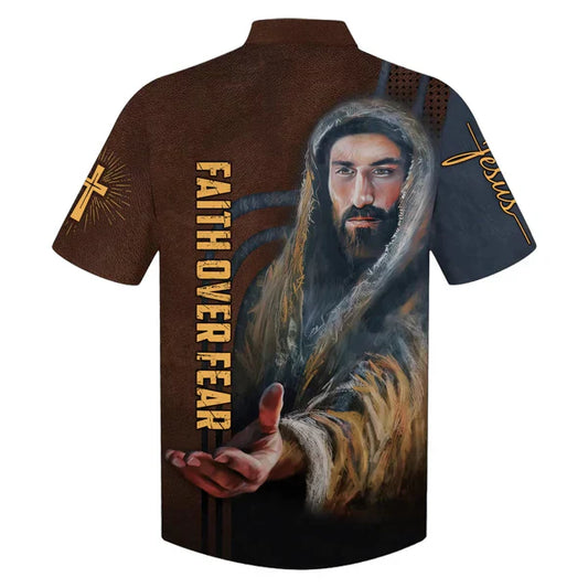 UniJames Faith Over Fear Hawaiian Shirt - His Hand Is Stretched Out Hawaiian Shirts - Christian Hawaiian Shirt - Hawaiian Summer Shirts