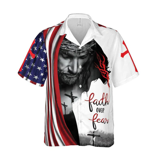 UniJames Faith Over Fear Jesus Is My God Jesus Hawaiian Shirts - Religious Hawaiian Shirts - Hawaiian Christian For Men Women