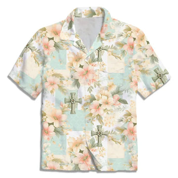 UniJames Fantastic Flower Cross Christian Hawaiian Shirt