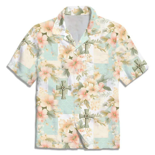UniJames Fantastic Flower Cross Christian Hawaiian Shirt
