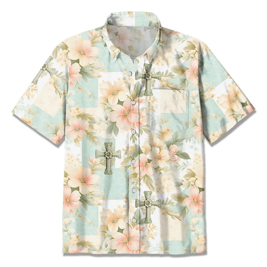 UniJames Fantastic Flower Cross Christian Hawaiian Shirt
