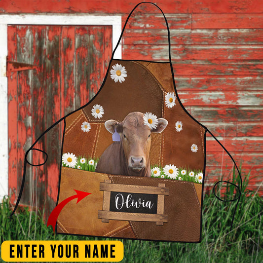 Uni Personalized Name Gelbvieh Cattle All Over Printed 3D Apron