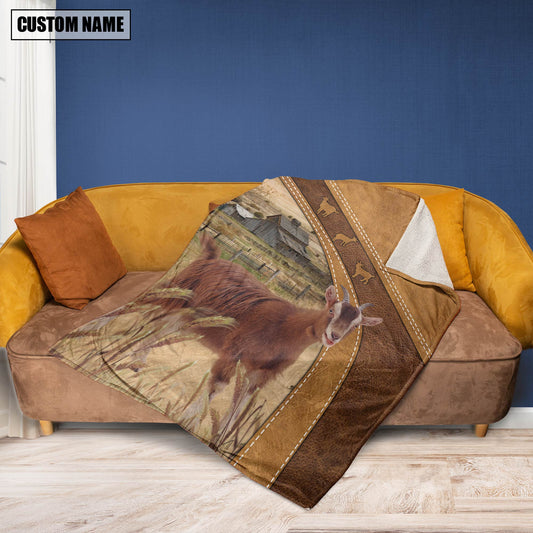 Uni Personalized Name Goat Brownie Background Blanket