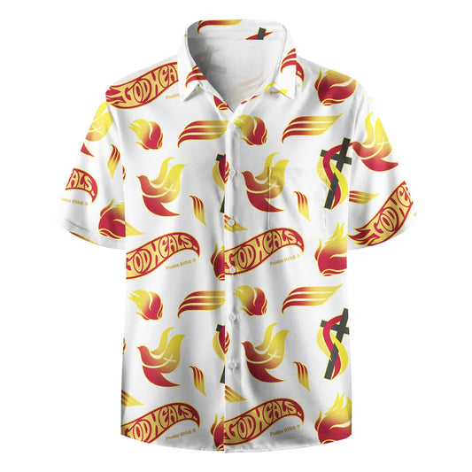 UniJames God Heals White Christian Hawaiian Shirt