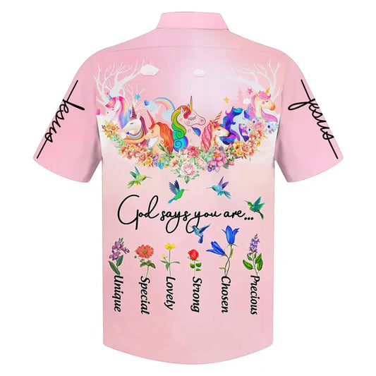 UniJames God Say You Are Unicorn And Hummingbird Hawaiian Shirts - Christian Hawaiian Shirt - Hawaiian Summer Shirts