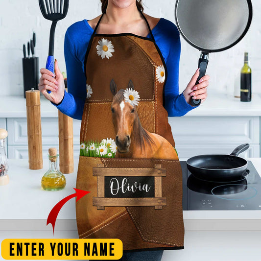 Uni Personalized Name Grade Horse All Over Printed 3D Apron