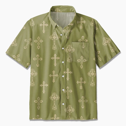 UniJames Green Cross Christian Hawaiian Shirt