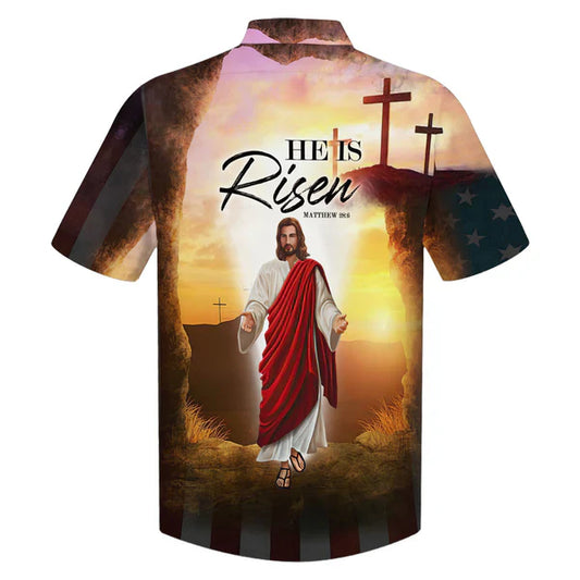 UniJames He Is Risen Hawaiian Shirt - Jesus Leaves The Tomb Hawaiian Shirts - Christian Hawaiian Shirt - Jesus Hawaiian Shirts