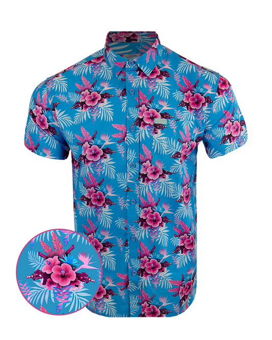 UniJames Comfort Hibiscus (Miami) Button Down For Men