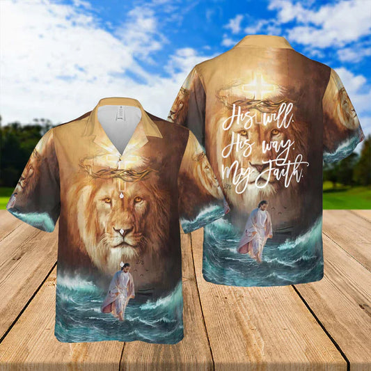 UniJames His Will His Way My Faith Jesus Hawaiian Shirts - Religious Hawaiian Shirts - Hawaiian Christian For Men Women