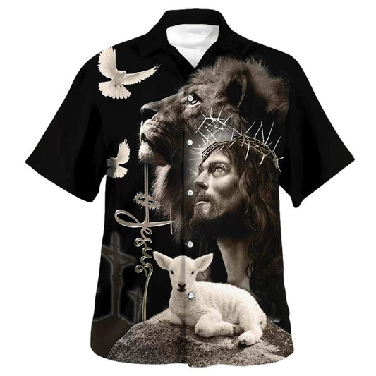 Unique Jesus And Lion And Sheep Hawaiian Shirt