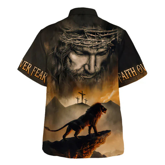 UniJames Jesus And Lion Hawaiian Shirt - Christian Hawaiian Shirt - Religious Hawaiian Shirts