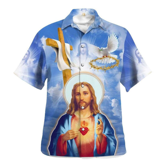 Unique Jesus Christ Sacred Heart Pigeon Hawaiian Shirt