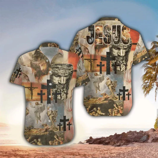 UniJames Jesus Colorful Unisex Hawaiian Shirt - Christian Hawaiian Shirt for Men Women