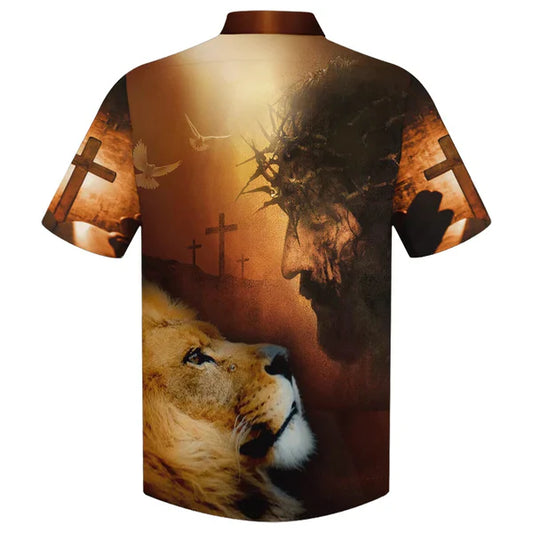 UniJames Jesus Cross One Nation Under God Hawaiian Shirt - Best Hawaiian Shirts - Christian Hawaiian Shirt