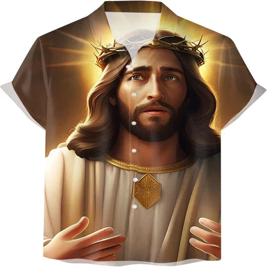 UniJames Jesus Crown Of Thorns Christian Hawaiian Shirt - Hawaiian Beach Shirts for Men Women