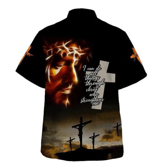 UniJames Jesus Crown Of Thorns I Can Do All Things Hawaiian Shirt - Christian Hawaiian Shirt - Religious Hawaiian Shirts