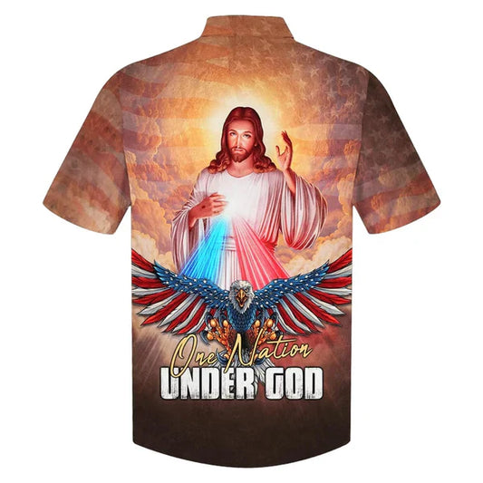 UniJames Jesus Eagle One Nation Under God Hawaiian Shirt - Best Hawaiian Shirts - Christian Hawaiian Shirt