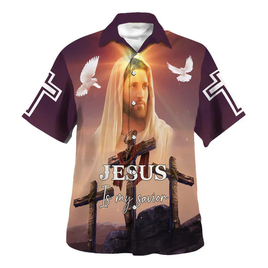 UniJames Jesus Face Jesus Is My Savior Hawaiian Shirt - Christian Hawaiian Shirt - Religious Hawaiian Shirts