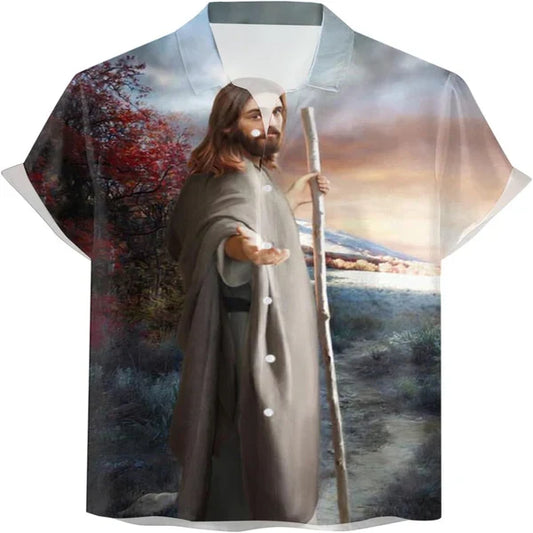 UniJames Jesus God Christian Hawaiian Shirt - Hawaiian Beach Shirts for Men Women