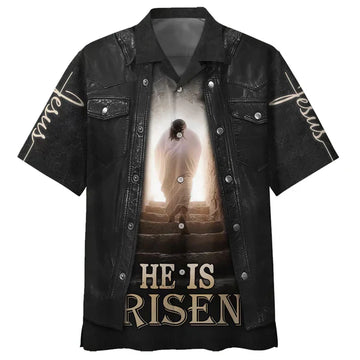 UniJames Jesus Leaving The Tomb Hawaiian Shirt - He Is Risen Hawaiian Shirts - Christian Hawaiian Shirt - Jesus Hawaiian Shirts