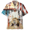 UniJames Jesus Lion And The Lamb Cross Hawaiian Shirts - Christian Hawaiian Shirt - Hawaiian Shirts For Men