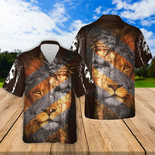 UniJames Jesus Lion Hawaiian Shirts - Religious Hawaiian Shirts - Hawaiian Christian For Men Women