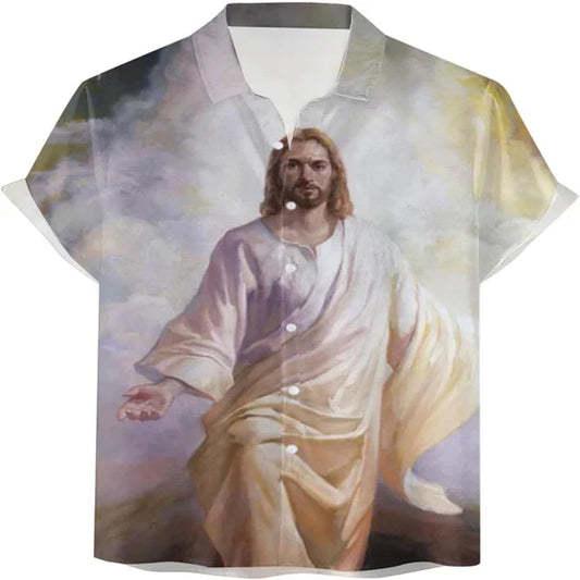 UniJames Jesus Picture Christian Hawaiian Shirt - Hawaiian Beach Shirts for Men Women