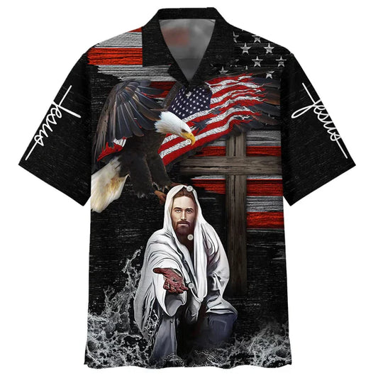 UniJames Jesus Reaching Hand In Water Hawaiian Shirts - Christian Hawaiian Shirt - Jesus Hawaiian Shirts
