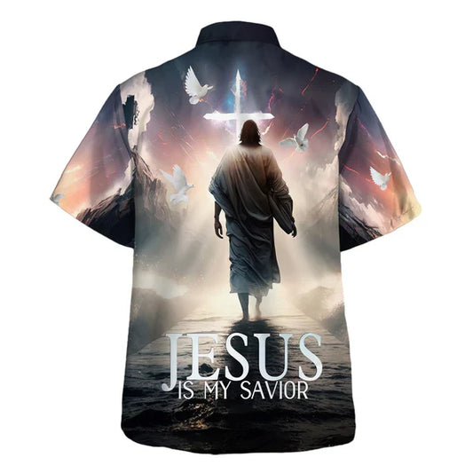 UniJames Jesus Walk Water Jesus Is My Savior Hawaiian Shirt - Christian Hawaiian Shirt - Religious Hawaiian Shirts