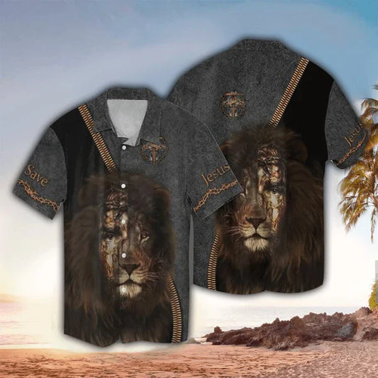 UniJames Jesus Way Maker Lion Hawaiian Shirt - Christian Hawaiian Shirt for Men Women