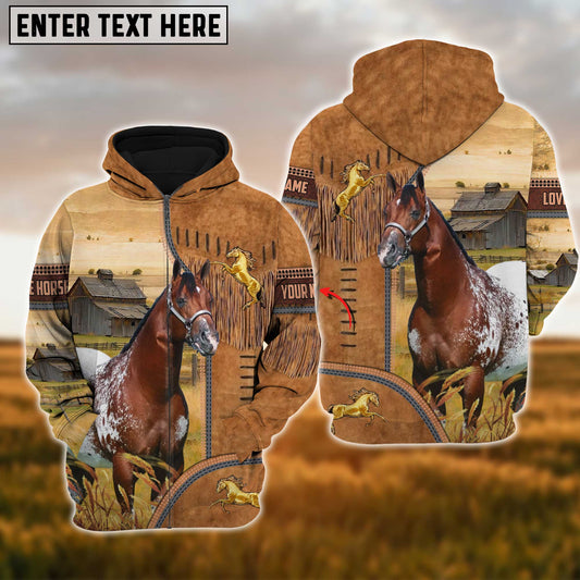 Uni Custom Name Farm Horse Lovers 3D Printed Hoodie