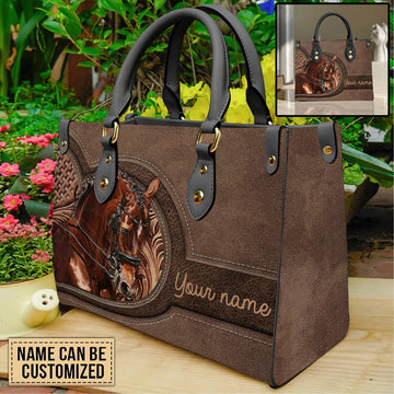 Unijames Horse Lovers Carving Leather Pattern Custom Name 3D Leather Handbag