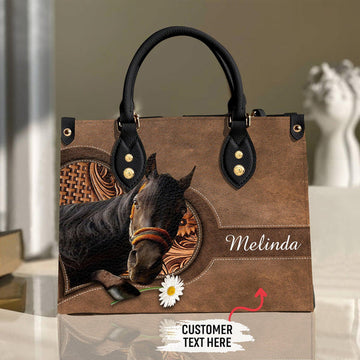 Unijames Horse Lovers Carving Leather Pattern Custom Name 3D Leather Handbag