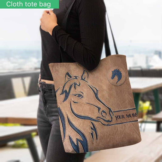 Unijames Horse Line Draw Custom Name 3D Tote Bag