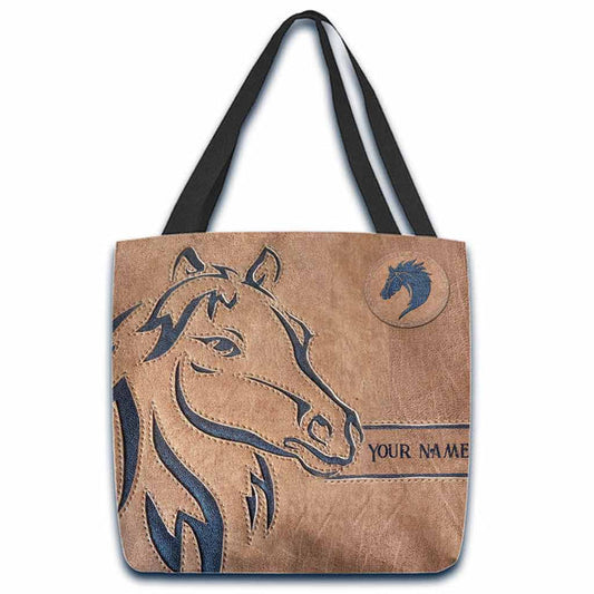 Unijames Horse Line Draw Custom Name 3D Tote Bag