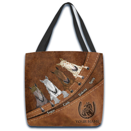 Unijames Horse Lovers Custom Name 3D Tote Bag
