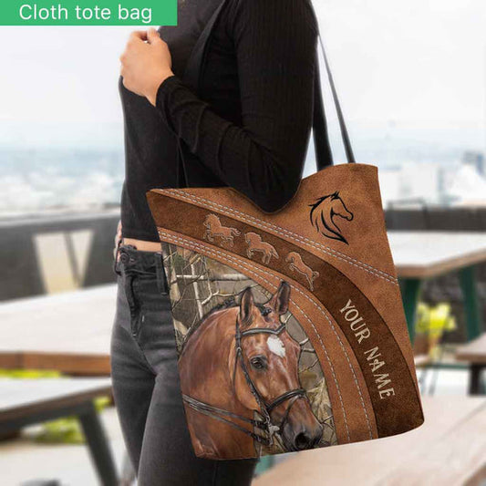 Unijames Horse Lovers Custom Name 3D Tote Bag