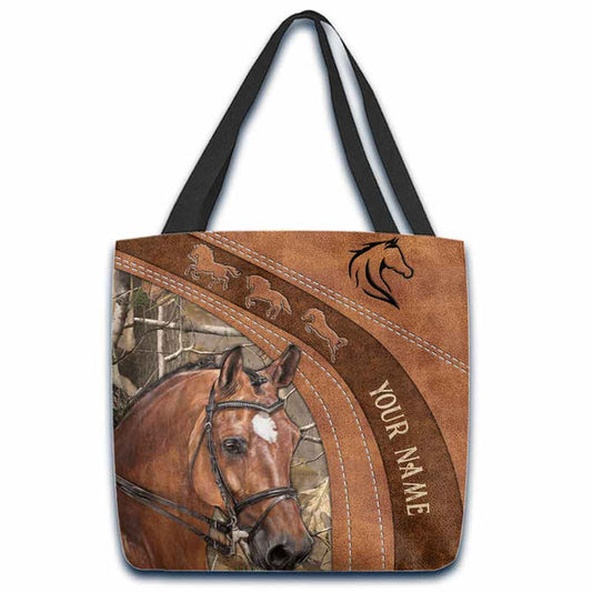 Unijames Horse Lovers Custom Name 3D Tote Bag