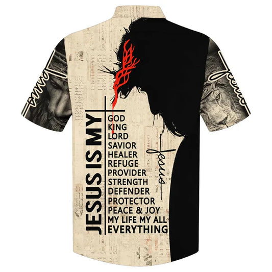 UniJames Lion And Jesus Hawaiian Shirt - Best Hawaiian Shirts - Christian Hawaiian Shirt