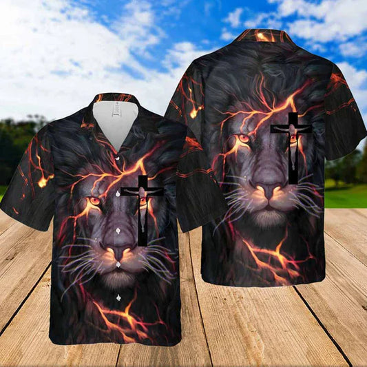UniJames Lion Jesus Eye Jesus Hawaiian Shirt - Christian Hawaiian Shirts For Women Men