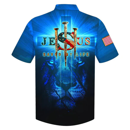UniJames Lion Jesus Saved My Life Hawaiian Shirt - Best Hawaiian Shirts - Christian Hawaiian Shirt