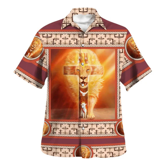 UniJames Lion Of Judah Lamb Of God Dove Hawaiian Shirts - Christian Hawaiian Shirt - Hawaiian Shirts For Men