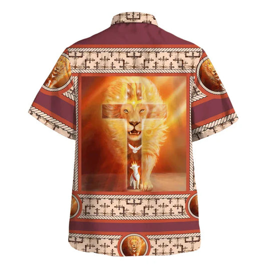 UniJames Lion Of Judah Lamb Of God Dove Hawaiian Shirts - Christian Hawaiian Shirt - Hawaiian Shirts For Men