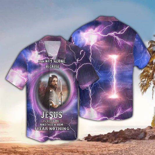 UniJames Lord Jesus Is With Me Light Thunder Hawaiian Shirt - Christian Hawaiian Shirt for Men Women