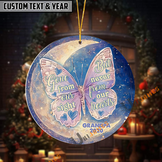 UniJames Personalized Gone From Sight, Never From Heart Butterfly Memorial Christmas Ornament Acrylic Ornament