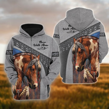 Uni Horse Lovers Never Walk Alone 3D Hoodie