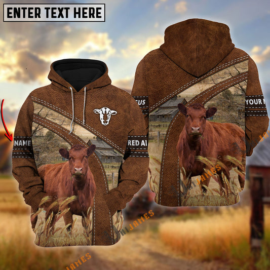 Uni Red Angus Custom Name On Sleeve 3D Hoodie