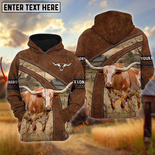 Uni Texas Longhorn Custom Name On Sleeve 3D Hoodie